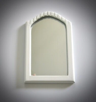 dollhouse doll house miniature VINTAGE WHITE WOOD RECTANGLE WALL MIRROR - Image 1 of 2