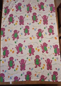 Sábana bajera plana Barney el dinosaurio púrpura tamaño doble 1992 letra de canción temática de colección - Imagen 1 de 9