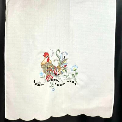 Cortina de café gallo bordada con lentejuelas dobladillo festoneado varilla bolsillo country glam Foto 1 de 4