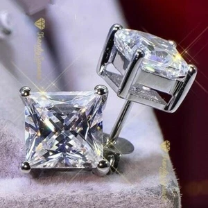 Women Girls Men Exquisite 18K White Gold Plated Stud Earrings 3A Cubic Zirconia - Picture 1 of 4