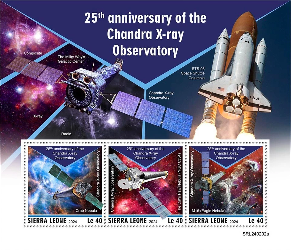 Espacio 25 años de Observatorio de rayos X Chandra estampillas MNH 2024 Sierra Leona M/S Foto 1 de 1
