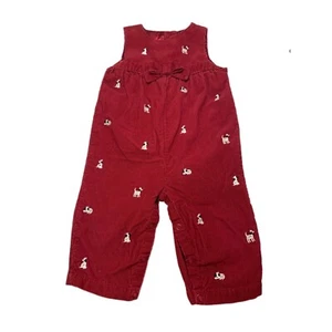 Gymboree Pagliaccetto Bambina Rosso Velluto a coste Dalmata Ricamato 6-12M - Foto 1 di 4