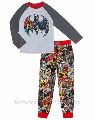  Batman Pajamas Size 4-12 Boys DC Comic Book Shirt Pant Set Winter Large NEW NWT - Image 1 of 3