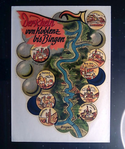 Der Rhein Koblenz  - Bingen  Original  60er Oldtimer-Aufkleber