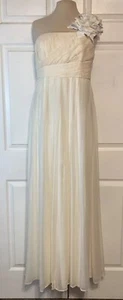 Ann Taylor Damen 6 griechisch elfenbein Seide Chiffon One-Shoulder-Hochzeitskleid neu mit Etikett - Bild 1 von 16