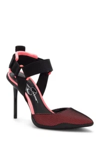 NEW JESSICA SIMPSON BLACK PINK POINTED TOE STILETTO PUMPS SIZE 8 M - Picture 1 of 4