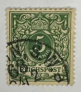 Francobollo Germania / Deutsches Reich 5 pfenning - Reichspost prima emissione (usato) X42 - Foto 1 di 2