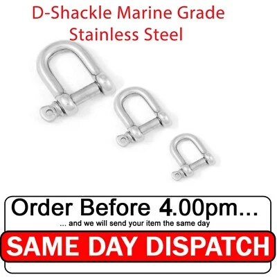 UNIVERSAL HARDWARE D-Shackle A4 Marine Grade Stainless Steel Chain, Wire & Rope Accessories