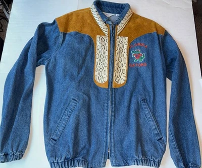 Chaqueta Denim Florida Gators Línea Tiza Años 80 De Colección M Alterada RARA Gamuza Más Foto 1 de 4