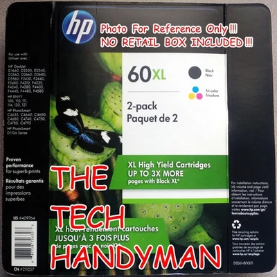 PACK DE 2 TINTAS HP GENUINAS 60XL NEGRAS Y TRICOLOR (SIN CAJA AL POR MENOR) DESKJET D2530 D2560 Foto 1 de 2