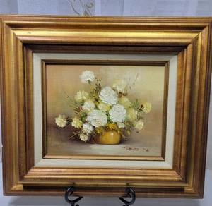 De Colección Robert Cox Firmado Bodegón Floral 8"x 10" Pintura al Óleo Madera y Oro Enmarcado - Imagen 1 de 13