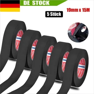 5 faisceaux de câbles ruban adhésif ruban en tissu ruban isolant voiture voiture bande isolante noir 19 mm x 15 m - Photo 1/13