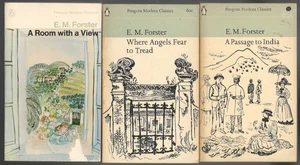 3 Older E M Forster Penguin Books Room With View + Angels Tread + Passage India - Picture 1 of 3