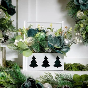 Shades of Green Faux Floral Table Decor Artificial Tree in Pot with Ornaments, 1 - Picture 1 of 4