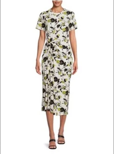 Tanya Taylor Ira Inkblot Blumen langes Kleid Bio-Baumwolle Stretch $ 275 Neu mit Etikett - Bild 1 von 12