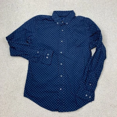 George Classic Fit Button-Down Shirt Men's Small Long Sleeve Navy Geometric - Image 1 of 4