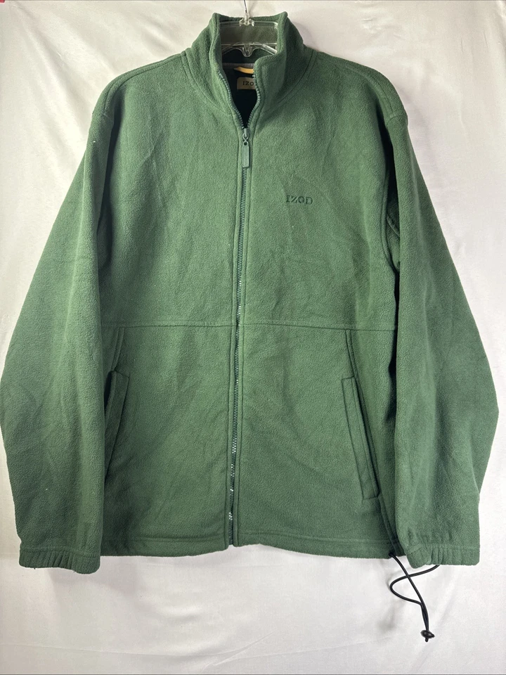 Chaqueta polar Izod verde bosque elástica cremallera completa para hombre cuerda mediana con cordones Foto 1 de 4