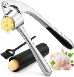 Prensa y herramienta picadora de ajo de acero inoxidable - Trituradora y prensatelas de ajo de alta resistencia - Imagen 1 de 9
