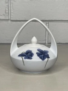 VTG Royal Copenhagen Basket Box w/Lid Blue Iris Flowers Porcelain Denmark RARE - Picture 1 of 12