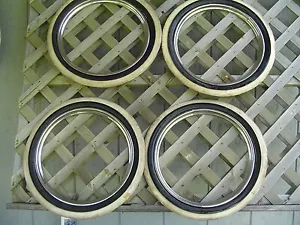 TRIM ANELLO WHITE WALL HUBCAPS WHEEL COVERS VINTAGE CLASSIC ANTIQUE CENTER CAPS - Picture 1 of 9