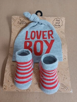 Valentines Day Baby Boy Socks And Hat "Lover Boy" Size 0-6 M  - Image 1 of 4