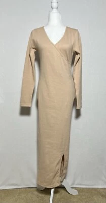 Maxi Vestido ceñido al cuerpo acanalado manga larga tostado NASTY GAL - talla 8 Foto 1 de 4