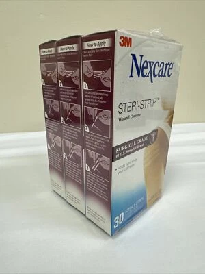 3X Nexcare Steri-Strip Cierre Herida, 30 Tiras, Asegura Pequeños Cortes y Heridas Foto 1 de 4