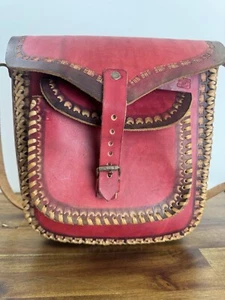 Borsa a tracolla spagnola artigiana azteca in pelle dura borsa artigianale - Foto 1 di 9