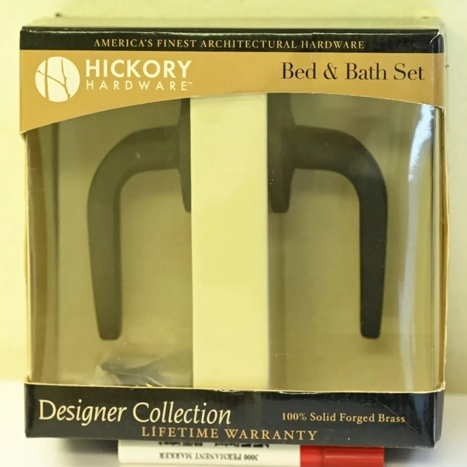 Juego de manijas de puerta de palanca de cama y baño Hickory Hardware Kingston Oil Rub Bronze Foto 1 de 4