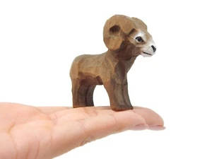 Big Horn Ram Figurine Goat Decor Art Small Statue Gift Carving Miniature Animal - Picture 1 of 7