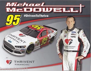 2014 MICHAEL MCDOWELL "THRIVENT FINANCIAL" 95 NASCAR SPRINT CUP POSTCARD - Picture 1 of 1