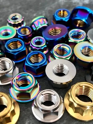 Rison Titanium Nuts M3-M10 Flange Full Metal Lock Nuts Hex Sprocket GR5 Nut 5PCS - Image 1 of 4