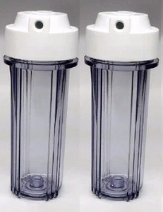2 x 10" RO Water Filter Purple Clear housing 1/4" NPT with double O ring - Picture 1 of 1