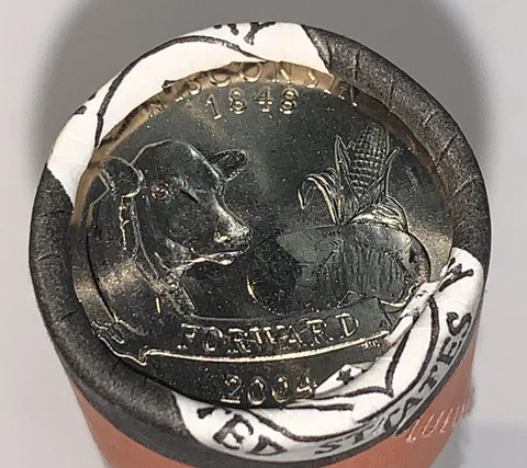 2004-P Washington State Hood Quarter-Wisconsin Original $10 Roll Cover
