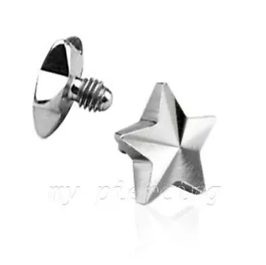 Parte superiore ancoraggio dermico filettato internamente acciaio chirurgico 14G 4mm 5mm stella 316L - Foto 1 di 1