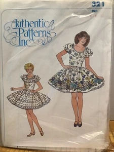 Abito da ballo quadrato Authentic Patterns Inc. #321 taglia 6-8-10 non tagliato vintage - Foto 1 di 2