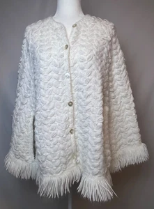 Poncho Suéter Vintage ILGWU Damas Confección Trabajadores Hecho Sindicato Blanco Tejido EE. UU. 🍒 - Imagen 1 de 11