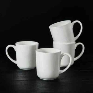 New 4) Mikasa Samantha Set of 4 FOUR Cups Mugs Bone China White 16 oz MIKASA - Picture 1 of 9