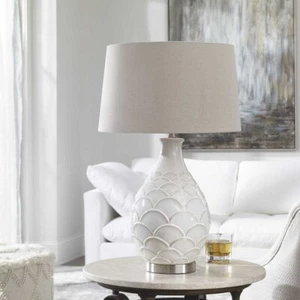 CAMELLIA MODERN HANDCRAFTED CERAMIC 27" TABLE LAMP UTTERMOST 27534 - Picture 1 of 3