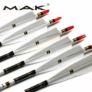 31/33'' Spine 500 Carbon Arrows Turkey Feather 7.6mm Archery Hunting Shooting - Picture 1 of 18