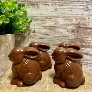 Easter Chocolate Bunny Containers 4 PC Set Faux Chocolate Rabbit Figures Spring - Picture 1 of 9