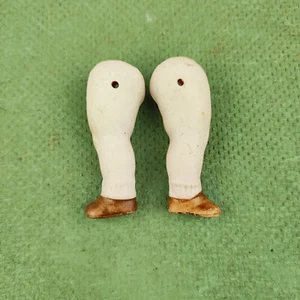 Antique dollhouse doll legs, wire fixing, 1.91" / 48 mm, bisque procelain - Picture 1 of 7