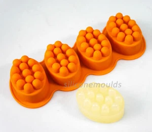 4 Zellen Knobbly Massage Bar Silikonform Seifenbad Butter Schmelzöle Körperpflege - Bild 1 von 5