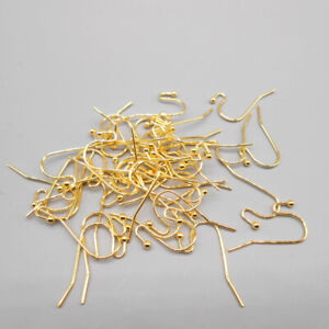 50PCS DIY Jewelry Findings Settings Making Design Gold Plated Hook Ear Wires
