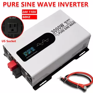 Power Inverter Pure Sine Wave Solar 24V to 110V 120V 3000W 6000W Converter LCD - Picture 1 of 13