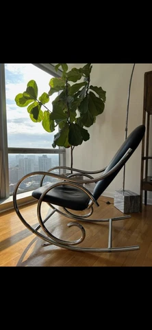 Vintage Mid Century Modern Thonet Style Tubular Chrome Rocking Chair Cover