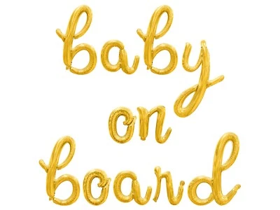 BABY ON BOARD Cursive Letter Balloon Banner - Baby Shower Party Decorations - Image 1 of 4