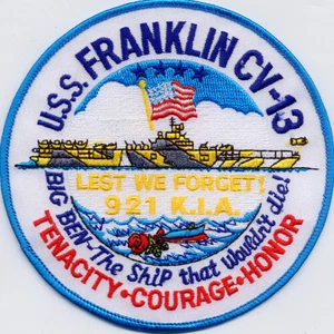 USS Franklin CV 13 - Per non dimenticare 921 KIA - Toppa - Gatto n. C5361 - Foto 1 di 1