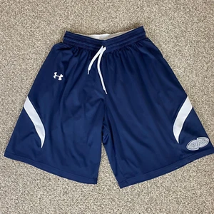 Under Armour Shorts Youth Large Blue-White Reversible Logo Athletic Pull On - Picture 1 of 13