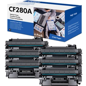 6PK 80a Toner Cartridge Compatible with HP LaserJet Pro 400 M401d M401dn CF280A - Picture 1 of 8